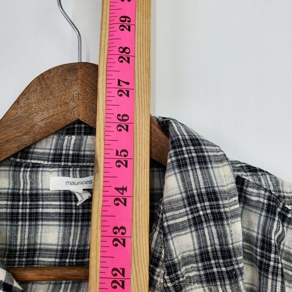 Maurices Long Sleeve Button Up Plaid Flannel Shirt Size M Ombre Bleach Dipped - Picture 13 of 14